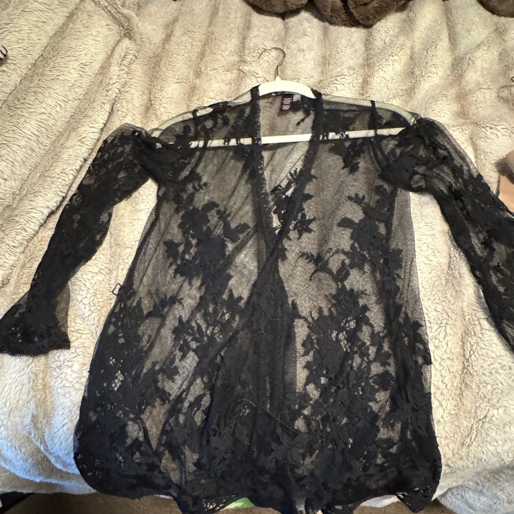 Victoria's Secret Black Lace Robe